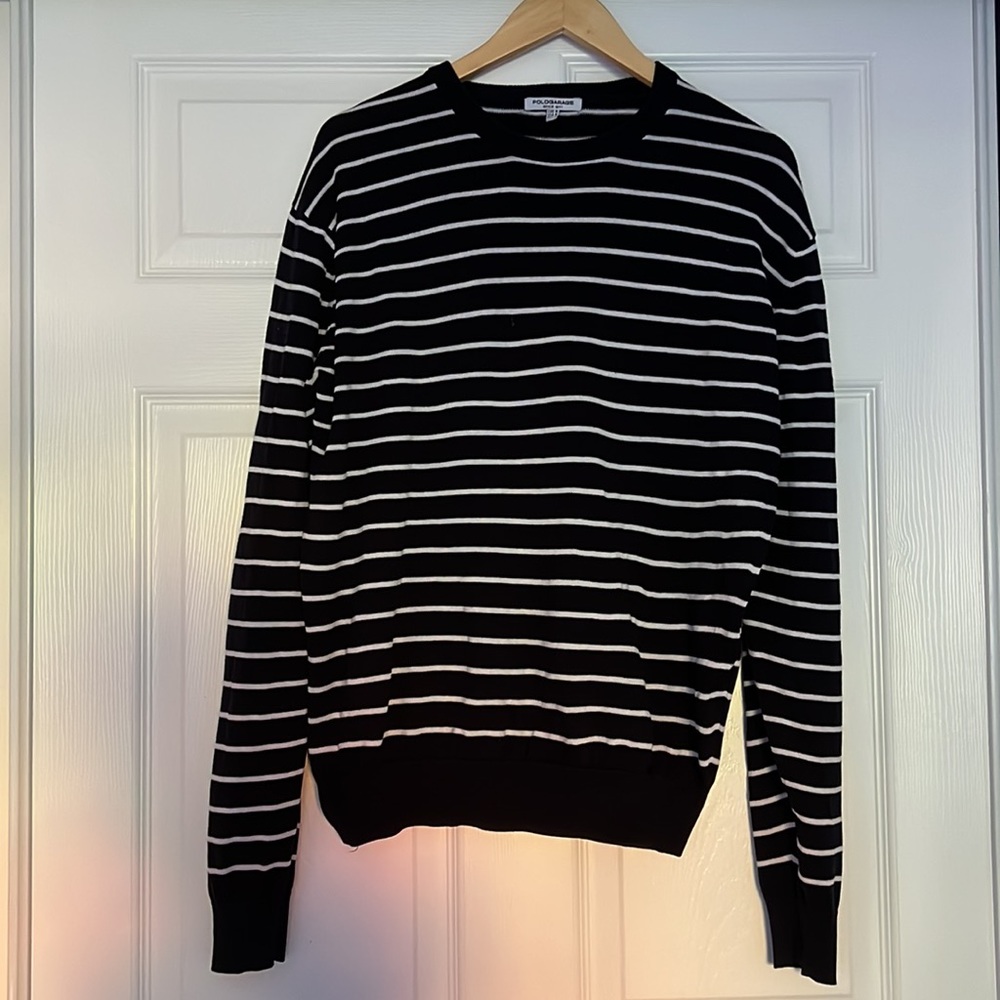 Mens Crewneck Navy blue & white Sweater